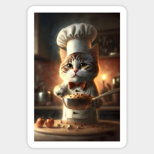 cute brown cat cooking pancake - CGI style Sticker